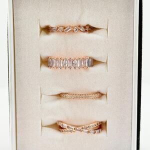 Bomb Party Luxe Bands 4pc Ring Sz 7 "We set the stage" Blue Moonstone Rose Gold
